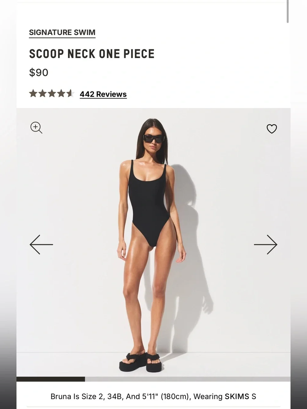 skims white signature swim scoop neck one piece XL